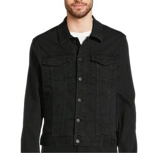 Men’s Black Denim Jean Jacket Size Medium